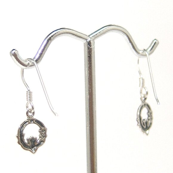 Sterling Silver Irish Claddagh Earrings French Wires Hand Polished - Picture 5 of 6